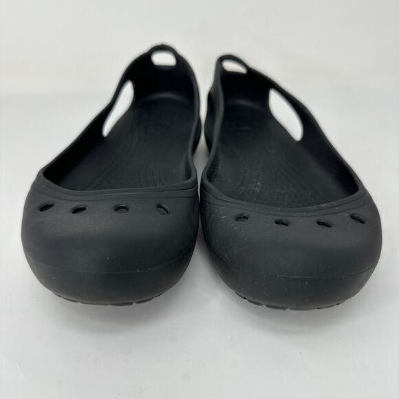 Crocs Kadee Shoes Ballet Flats Cutout Rounded Toe Slip On Black Womens Size 8 - Picture 2 of 8